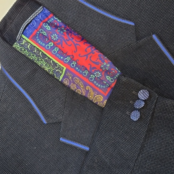 Robert Graham Men’s Blazer Jacket Black Waffle Knit Patchwork Lined Sz M